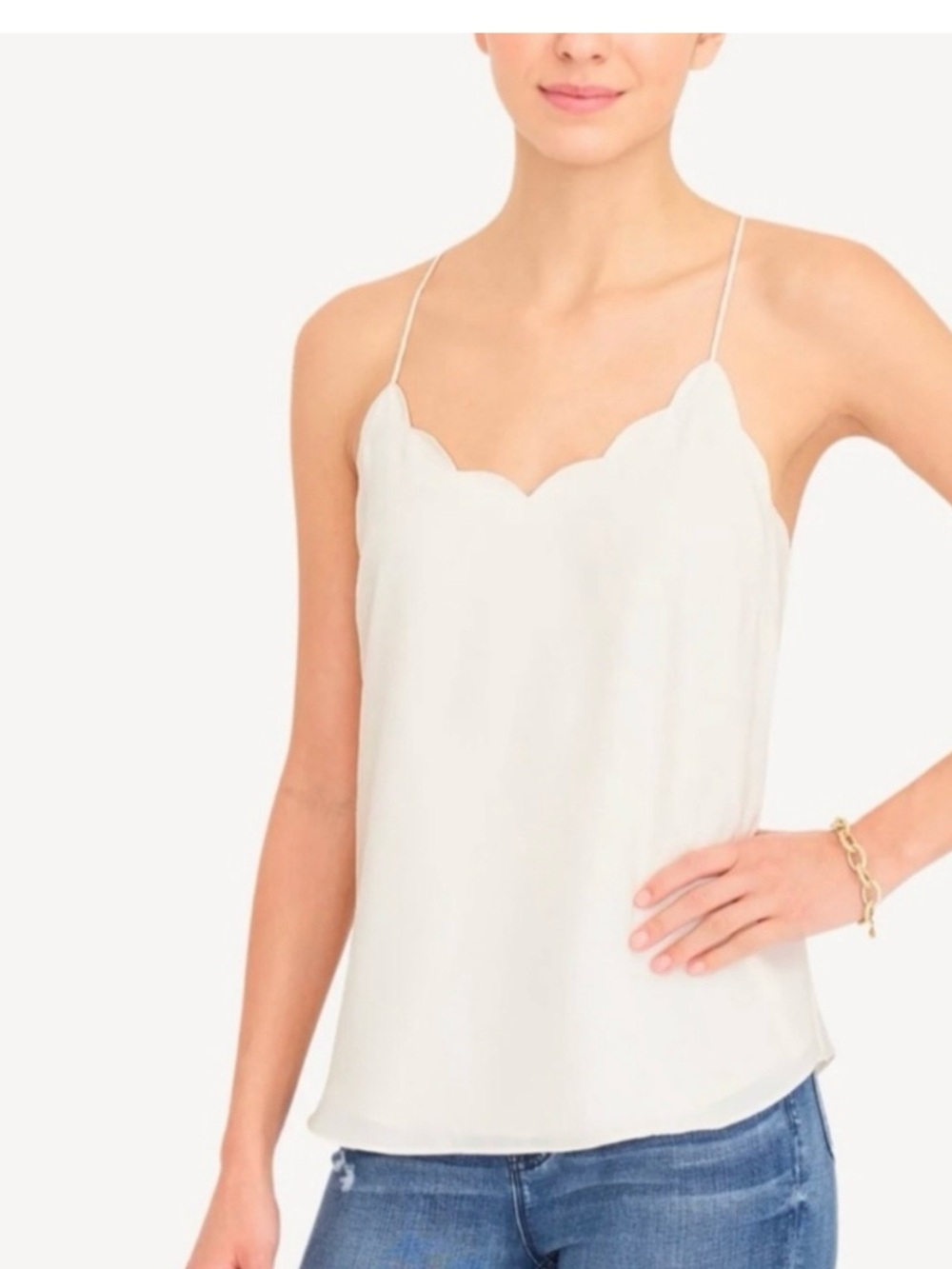 NWT! J. Crew Cream Scallop-Edge Silk Cami